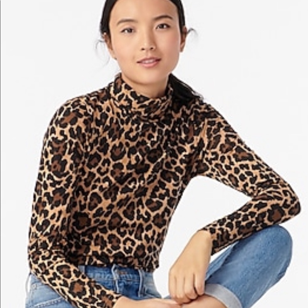 J. Crew tissue turtleneck in leopard